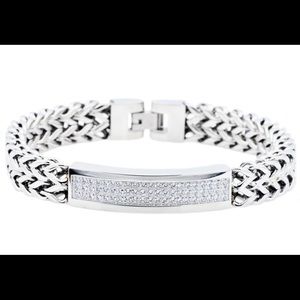 Stainless Steel Silver Iced Out ID Bracelet